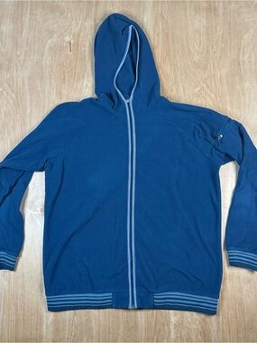 Patagonia Men’s Blue Striped Full Zip Long Sleeve Fleece Hoodie Size Large